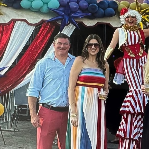 TRENDY VIRAL rainbow Multicolor Striped pleated strapless Maxi Dress *2 for 20* - Picture 6 of 13